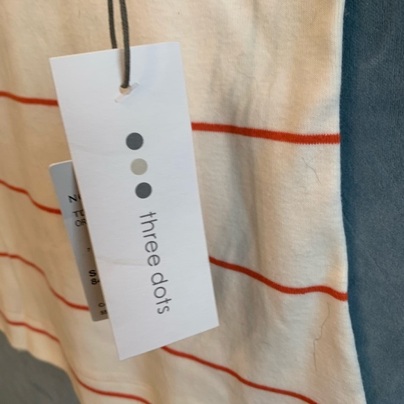 Three Dots Cream and Red Striped Top NWT Size S‎ - Picture 3 of 6